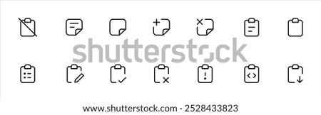 Form fill up, input, Paper documents icons. Line symbol. File icon. Folded written paper. Line icon - stock vector. For the use of UI and mobile app, web site interface.