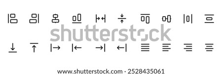 Alignment icon. design align icon set. Vector illustration. Editable Stroke. Line, Solid, Flat Line, Suitable for Web Page, Mobile App, UI, UX design