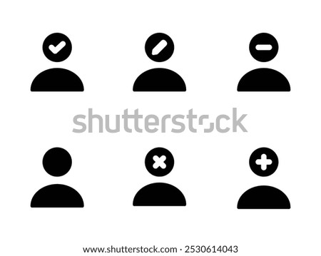 User icon, interface icons as add, remove, edit, employees user line icons. User, plus and minus user icon. Avatar human illustration symbol. Sign person vector