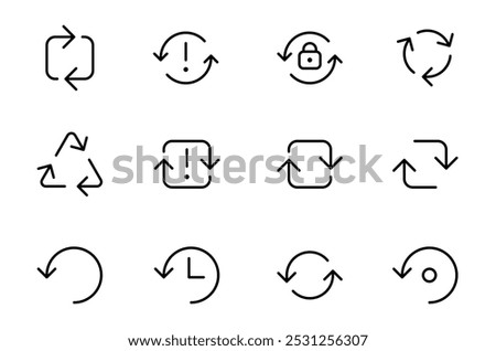 Synchronization, sync, circle arrow icon set. circular arrow icon, refresh, reload arrow icon symbol sign, vector illustration. For the use of UI and mobile app, web site interface.