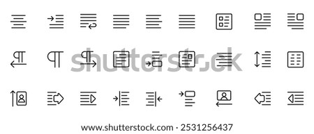 Document text editing icon, paragraph, alignment, align vector line icon for app, mobile website responsive.