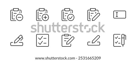 Form fillup, input, Paper documents icons. checklist, File icon. Folded written paper. Line icon - stock vector. For the use of UI and mobile app, web site interface, ux