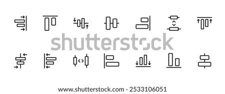 Alignment icon. design align icon set. Vector illustration. Editable Stroke. Line, Solid, Flat Line, Suitable for Web Page, Mobile App, UI, UX design