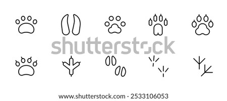 Animal pam print icon. Animal Tracks Icons Set like Paw and Hoof Prints vector, Suitable for website design, logo, app, template, and ui ux.