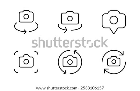 Front camera switch from front to back camera outline flat icon for apps icon vector on white background. camera related icons set. Editable Stroke. Line, Solid, Flat Line, Vector