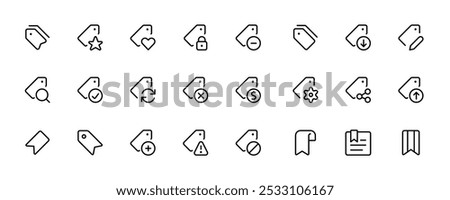 Bookmark and Tag icon set. Save sign collection. Bookmark with add,remove,plus,star,check,save,question. For the use of UI and mobile app, web site interface.