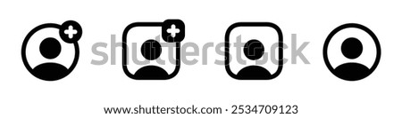 user icon, add user icons. User, plus and add user icon. Avatar human illustration symbol. Sign person vector