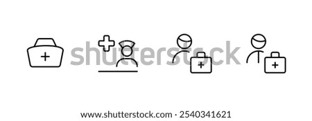 medical personnel icon like doctor, nurse, assistant, icon vector set design with Editable Stroke. Line, Solid, Flat Line, thin style and Suitable for Web Page, Mobile App, UI, UX design.