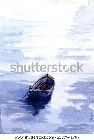 Similar – Image, Stock Photo Floating boat in peaceful clear water