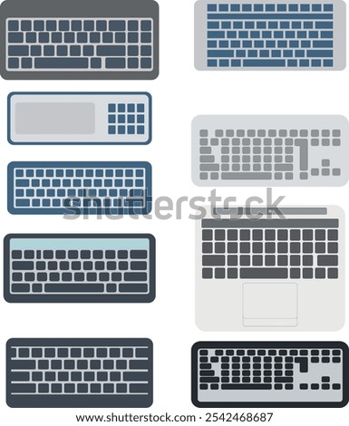 Keyboard buttons vector top view