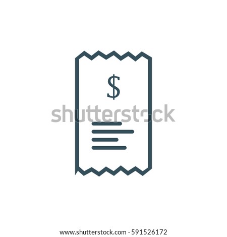 Checkout receipt or purchase receipt line art icon for apps and websites