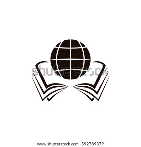 open book and globe icon stock vector illustration flat design