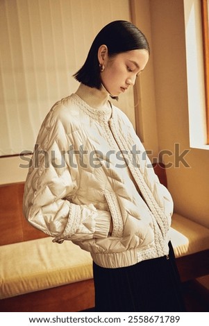 Similar – Image, Stock Photo Downcast Woman with Hair Covering Face