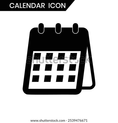 Calendar icon vector design. Table Calendar icon silhouette design for logo, app, website. Calendar sign and symbol icon. Vector illustration.