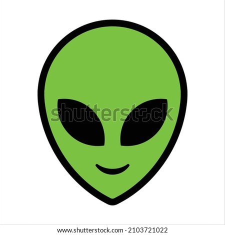 Alien green head isolated on white background vector illustration. Extraterrestrial alien face or head symbol line art vector icon for apps and websites.