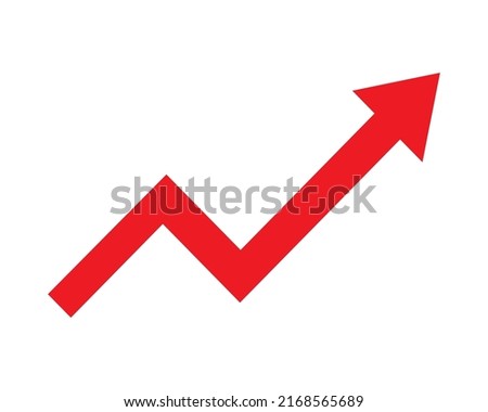 Growing business red arrow on white, Profit red arrow, Vector illustration.Business concept, growing chart. Concept of sales symbol icon with arrow moving up. Economic Arrow With Growing Trend.