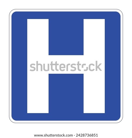 Hospital sign vector illustration icon isolated on white background. H Hospital Square Vector Flat Icon blue symbol. Hospital concept.
