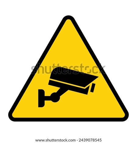 Security camera icon, video surveillance, cctv sign. Yellow triangle indicating camera operation. Surveillance camera,monitoring, safety home protection system. Fixed CCTV, Security Camera Icon Vector