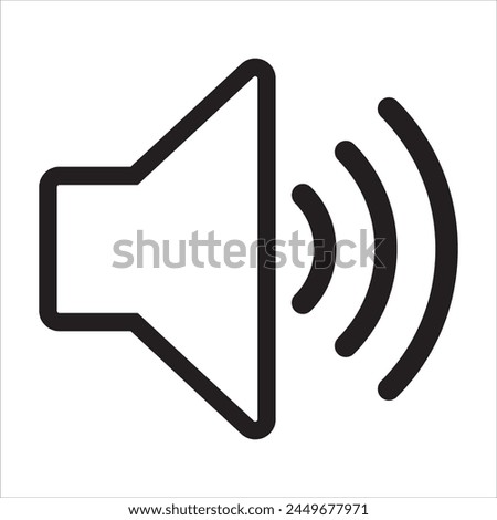 Speaker outline icon vector illustration isolated on white background. Volume icon. Loudspeaker icon vector. Audio. Sound symbol, high volume