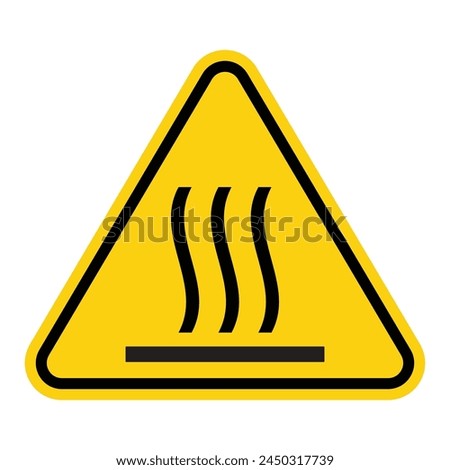 Triangle Warning Sign, Burn Hazard,Yellow Hot Surface Symbol vector illustration isolated on white background. Hot surface warning sign. Yellow triangle background. Perfect for  sticker, label. EPS 10