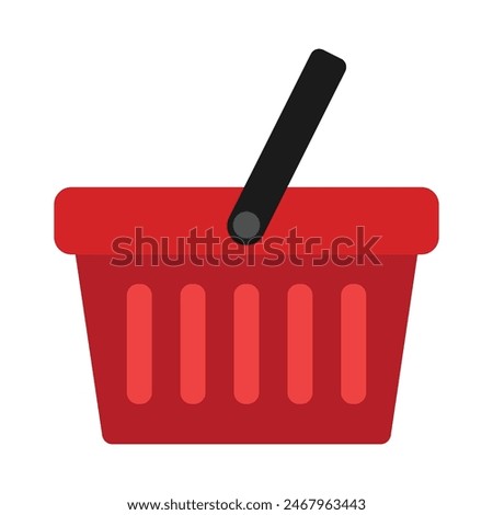 Red Shopping Basket Vector Icon isolated on white background. e-shop concept, shopping basket icon sign, pictogram supermarket basket ,store container. Hypermarket product carry object, grocery basket