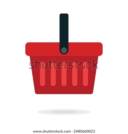 Red Shopping Basket Vector Icon isolated on white background. e-shop concept, shopping basket icon sign, pictogram supermarket basket ,store container. Hypermarket product carry object, grocery basket