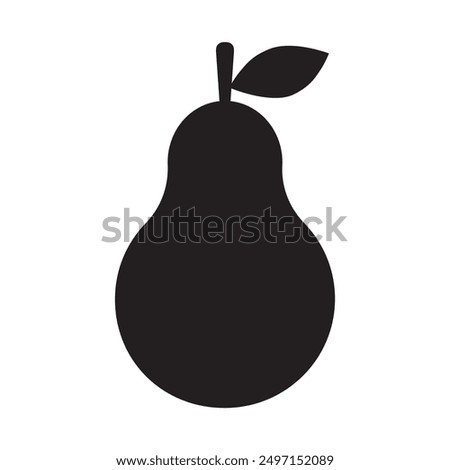 Pear Icon isolated on white background. Black pear symbol flat style for your web site design and logo, app, UI. Fresh Pear with leaf, fruit, healthy food and vegan concept. Vector illustration.