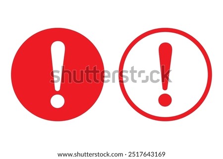 Hazard warning attention sign with exclamation mark symbol in a red circle. Danger, Vector illustration. Attention icon. Round Danger sign flat design. Caution error icon.