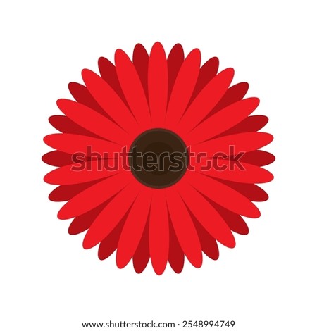 Red Gerbera Flower icon. Simple flower Vector illustration isolated on a white background. Blooming gerbera daisy flower icon sign, cute floral design for card, web, poster, print. EPS 10