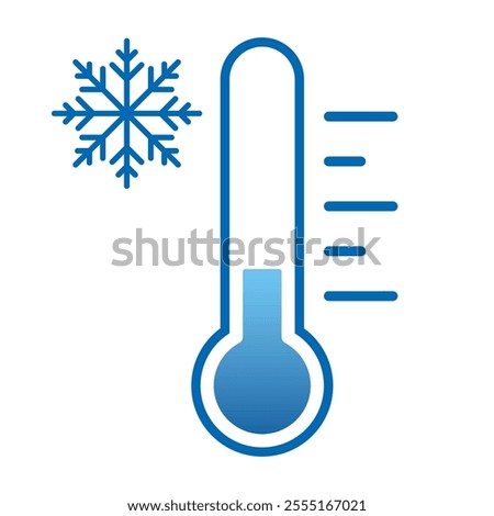 Cold temperature icon, keep frozen label, thermometer with snowflake vector illustration on white background. Cold Weather Flat Sign. Storage in refrigerator and freezer. Weather forecast snowy winter