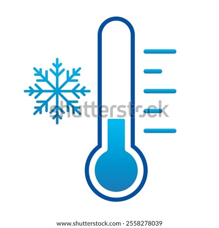 Cold temperature icon, keep frozen label, thermometer with snowflake vector illustration on white background. Cold Weather Flat Sign. Storage in refrigerator and freezer. Weather forecast snowy winter