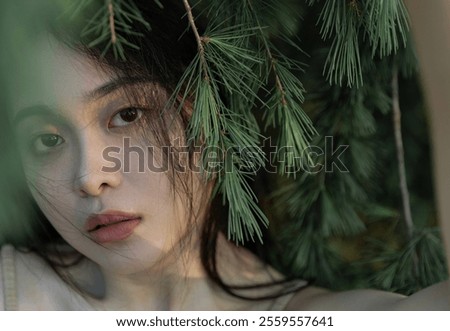 Similar – Image, Stock Photo woman among the branches of a golden tree in autumn