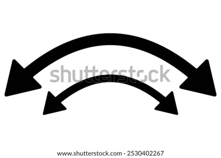 Double sided arrow icon, vector. 2 side curved arrow premium illustration icon, Double ended curved arrow vector design for website, app and logo design. Long arrows left and right.