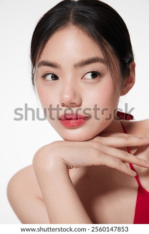 Similar – Image, Stock Photo Alluring young woman looking in mirror on sunny day