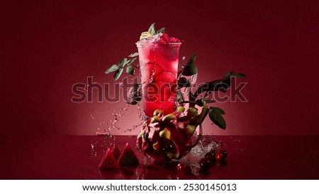 Similar – Image, Stock Photo Delicious red cocktail and barman tools on table