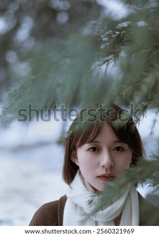 Similar – Image, Stock Photo woman among the branches of a golden tree in autumn