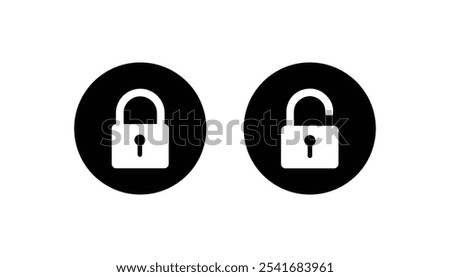 Lock icon set. Padlock open and closed. Locked and unlocked icon. Security symbol. Vector illustration with simple style on white background.