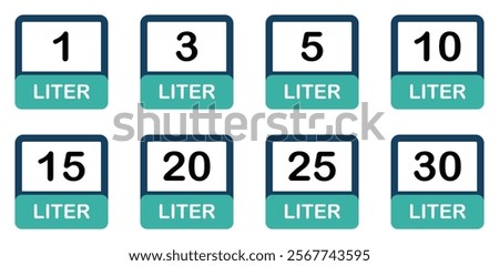  Liter icon set. Liters- 1,3,5,10,15,20,25,30. Fluid volume in liters. Capacity of oil and water icon set. Liter icon fluid volume in liters liquid drop litre. Liquid measure in liters.