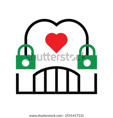 Love Lock On Bridge Outline 