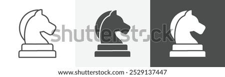 chess knight icon Design in thin line vector style