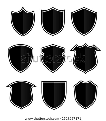 Shield icons collection. vector shield icons set reflecting cyber security, defense, antivirus, safety etc concept.	