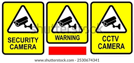 cc tv camera sign for safety, security, privacy, protection concept. cc tv camera warning sign for shopping mall, shop, construction site, office etc	