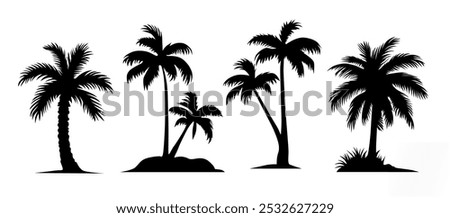 palm, coconut or date trees vector set in eps form. can be used for mockup, holiday, advertisement, promotion, web, app, ui etc. vector design element	