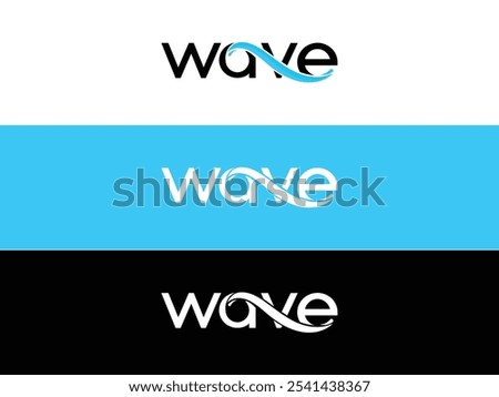 Minimalist Wave Logo, Trendy Water Wave Logo Design, Unique Text Based Wave Logo Vector Template, Wave Logo