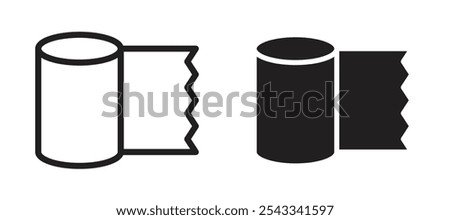 Bandage roll vector icon set black filled and outlined style.