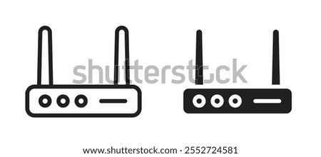 Wifi modem vector icon set black filled and outlined style.