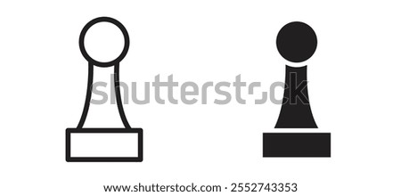 Chess pawn vector icon set black filled and outlined style.