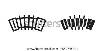 Bandoneon instrument vector icon set black filled and outlined style.