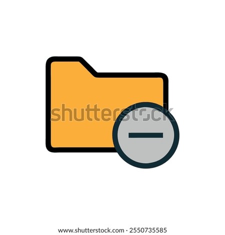 Remove folder symbol design, modern vector illustration of delete folder icon featuring a folder with a minus sign, cancel folder symbol, isolated on a white background.