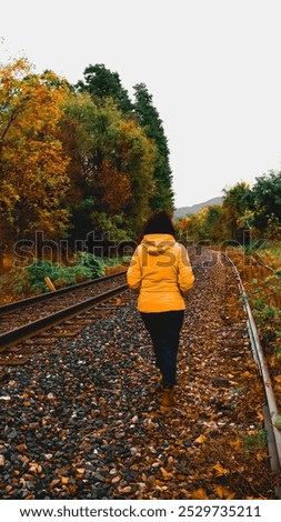 Similar – Foto Bild Reisender in der Einsamkeit beim Wandern an felsiger Küste